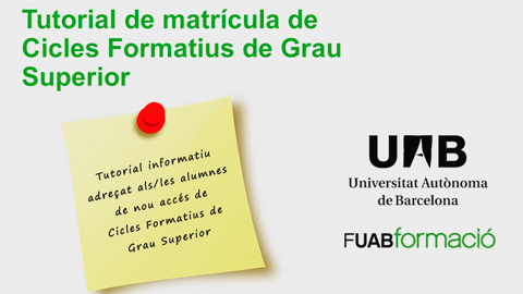 Tutorial de matrícula de FUAB Formació per a CFGS